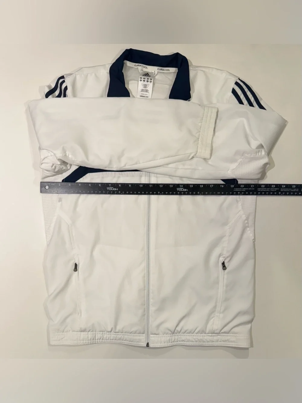 2010 Adidas Climacool White/Navy Windbreaker Workout Jacket full zip  Adult S